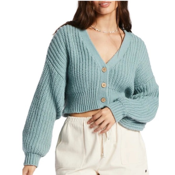 Roxy Sundaze Crop Cardigan In Blue Surf - Picture 1 of 5